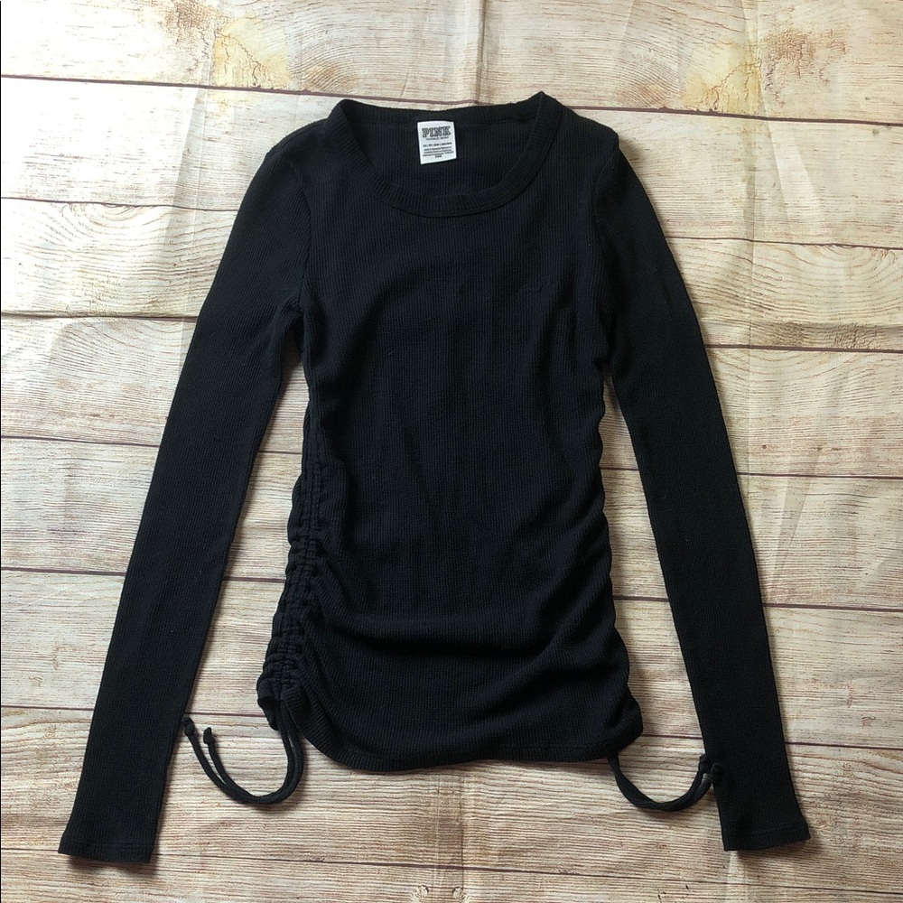 PINK Victoria's Secret Black Long Sleeve Top with Side Ties